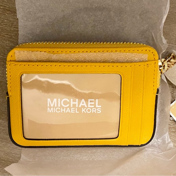 NWT Michael Kors Medium Saffiano Leather Card Case in Jasmine Yellow - Picture 3 of 12